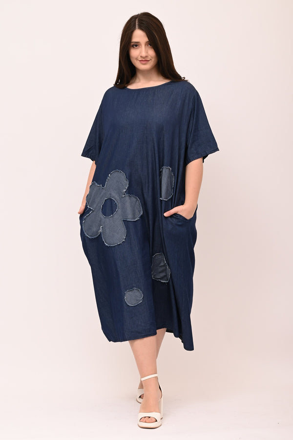 Abito jeans fiore - Jeans scuro