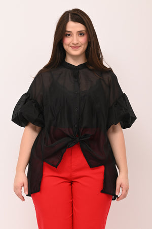 Camicia velo palloncino - Nero