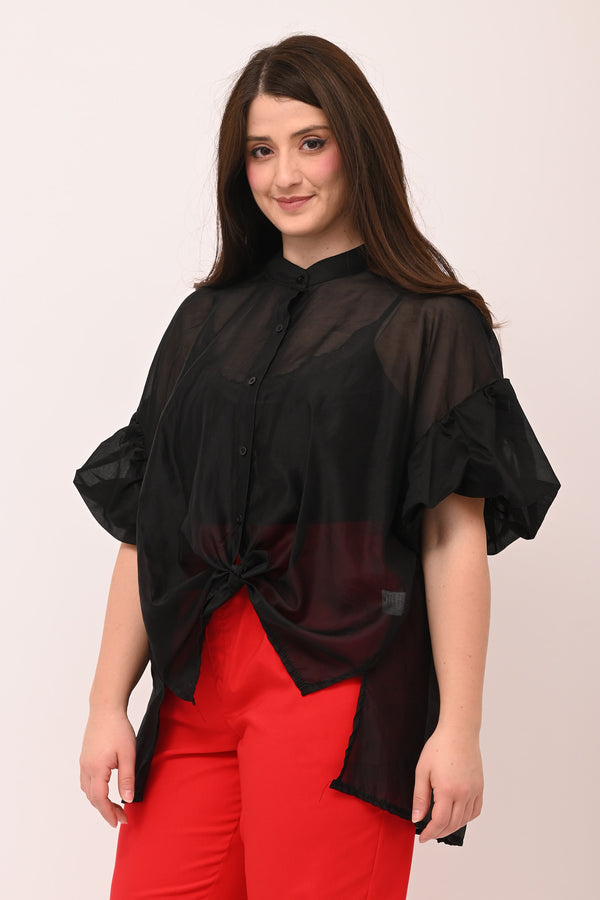 Camicia velo palloncino - Nero