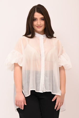 Camicia velo palloncino - Bianco