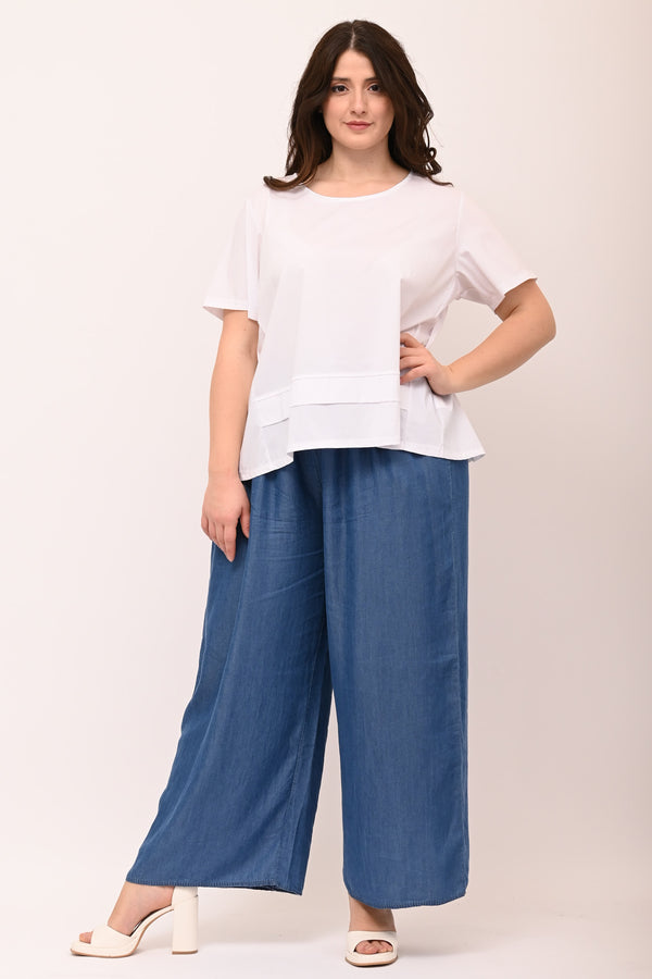 Blusa scatoletta popeline - Bianco
