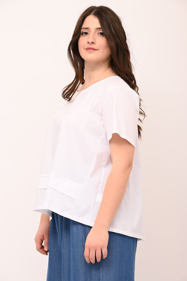 Blusa scatoletta popeline - Bianco