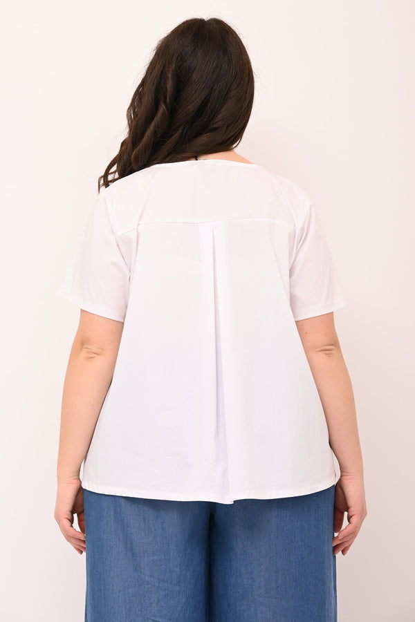 Blusa scatoletta popeline - Bianco
