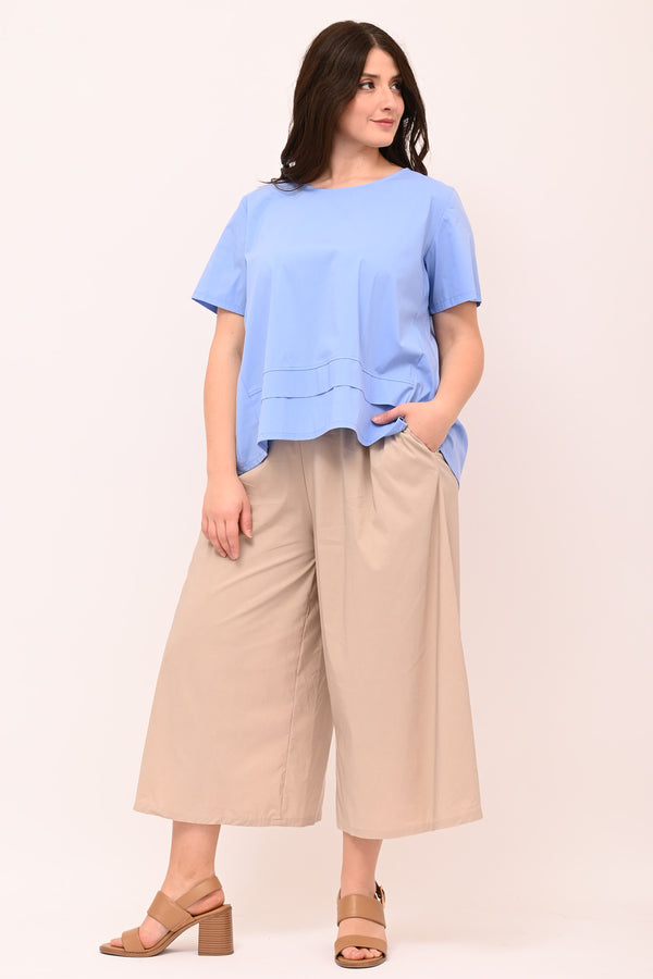Blusa scatoletta popeline - Celeste