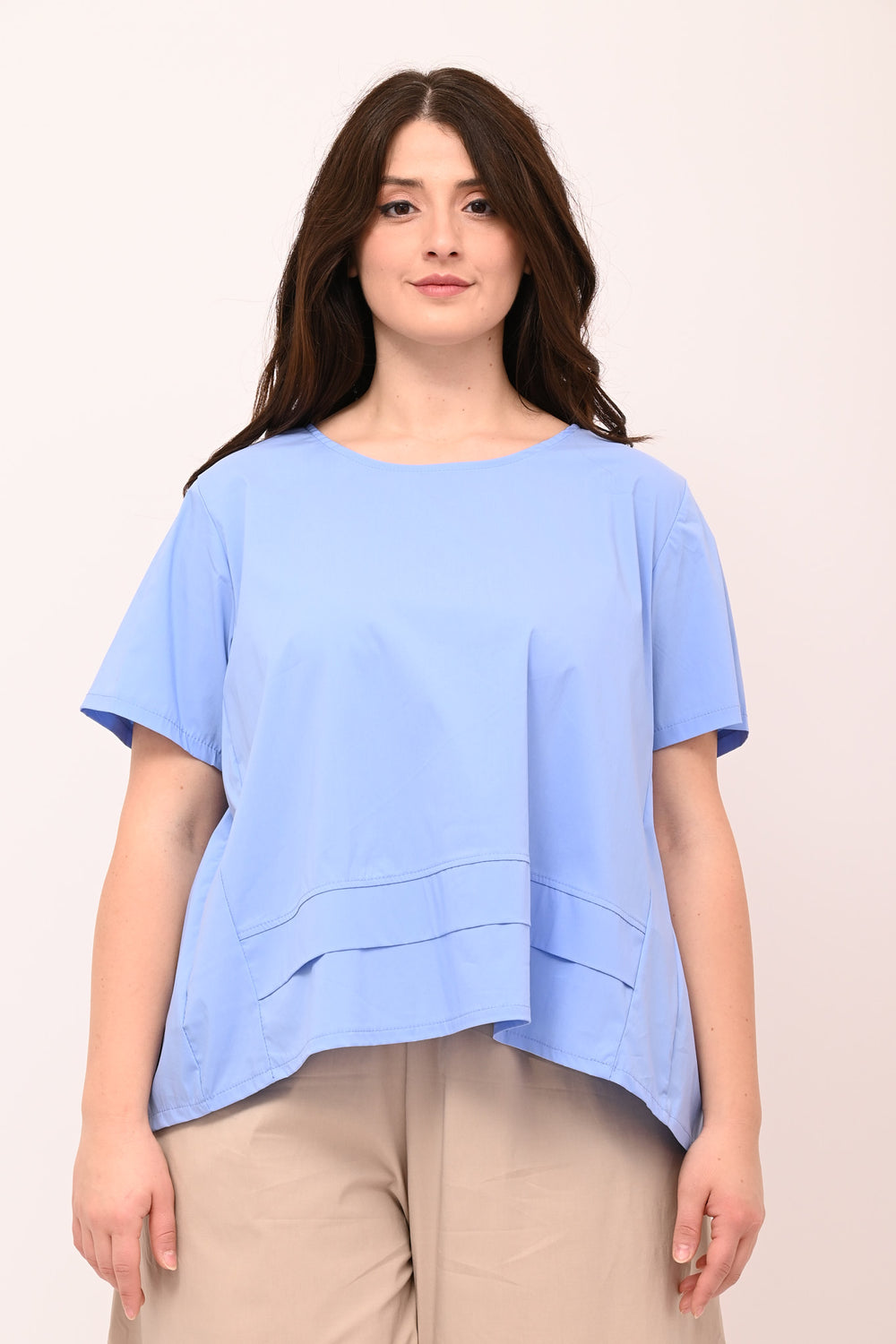 Blusa scatoletta popeline - Celeste
