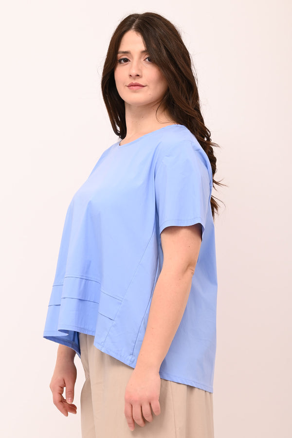 Blusa scatoletta popeline - Celeste