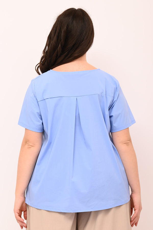 Blusa scatoletta popeline - Celeste