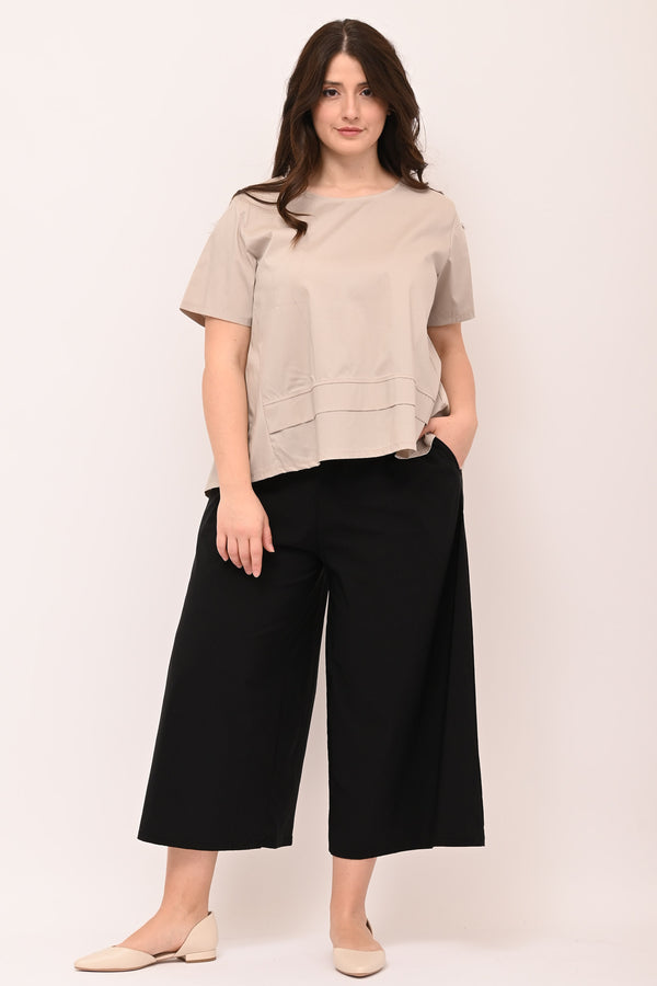Blusa scatoletta popeline - Nude