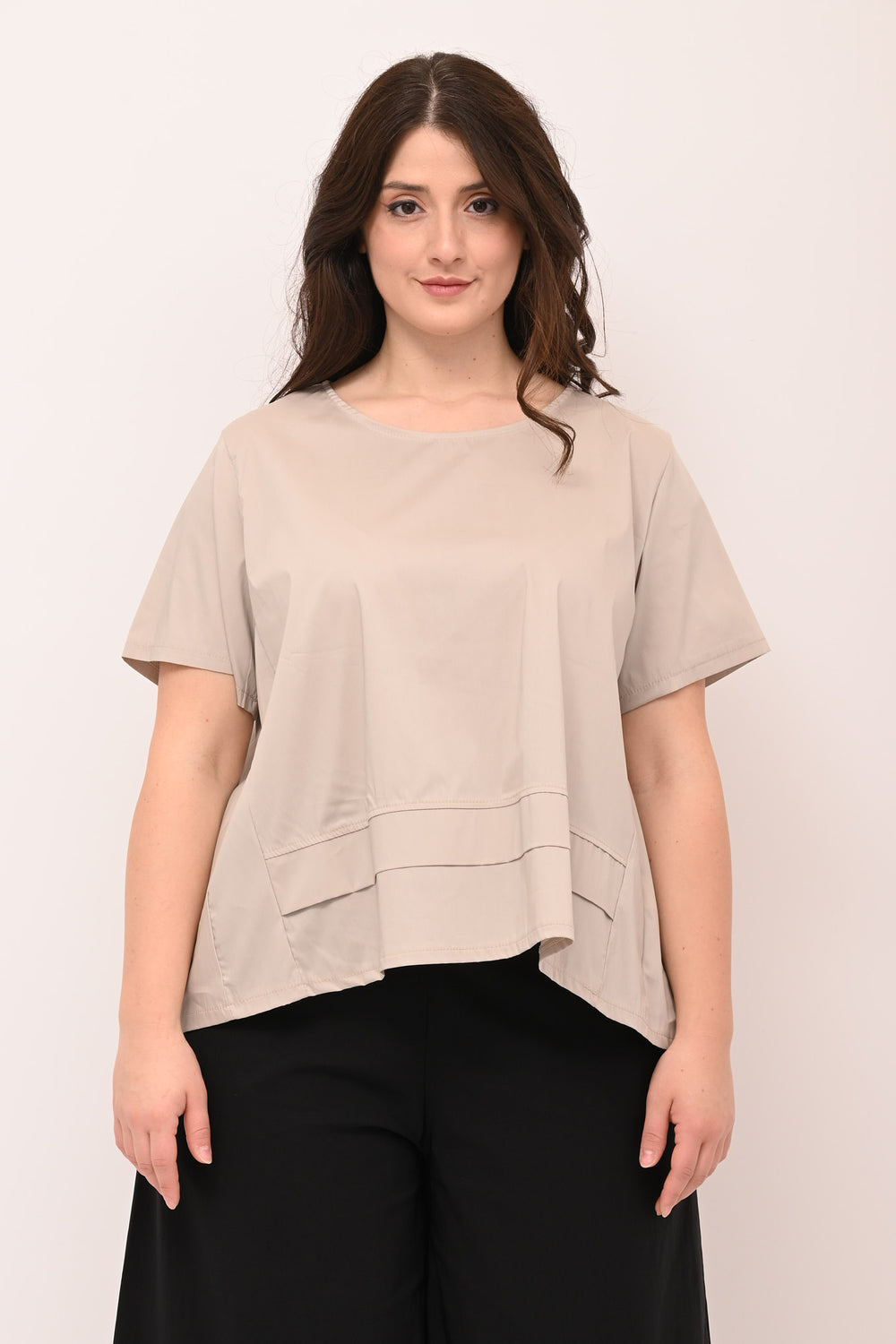 Blusa scatoletta popeline - Nude