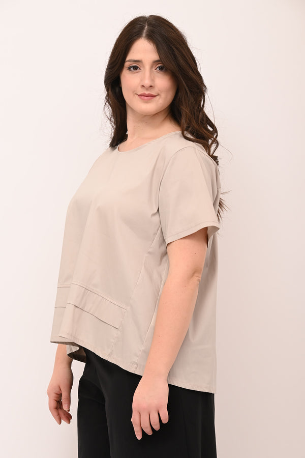 Blusa scatoletta popeline - Nude