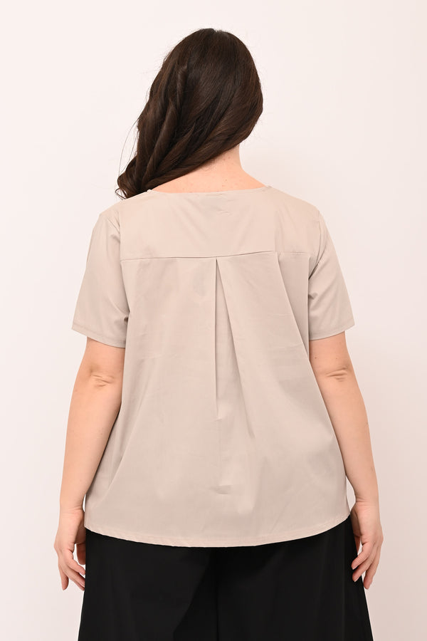Blusa scatoletta popeline - Nude