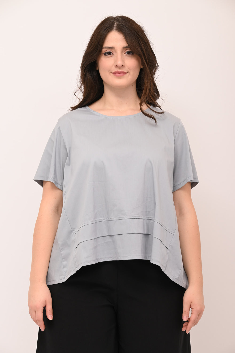 Blusa scatoletta popeline - Grigio