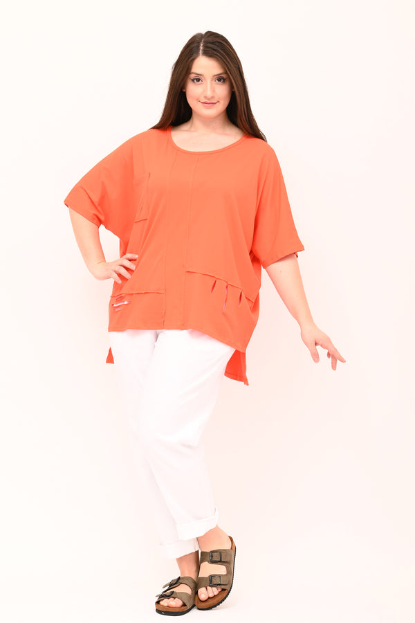 T-shirt over tagli - Arancione