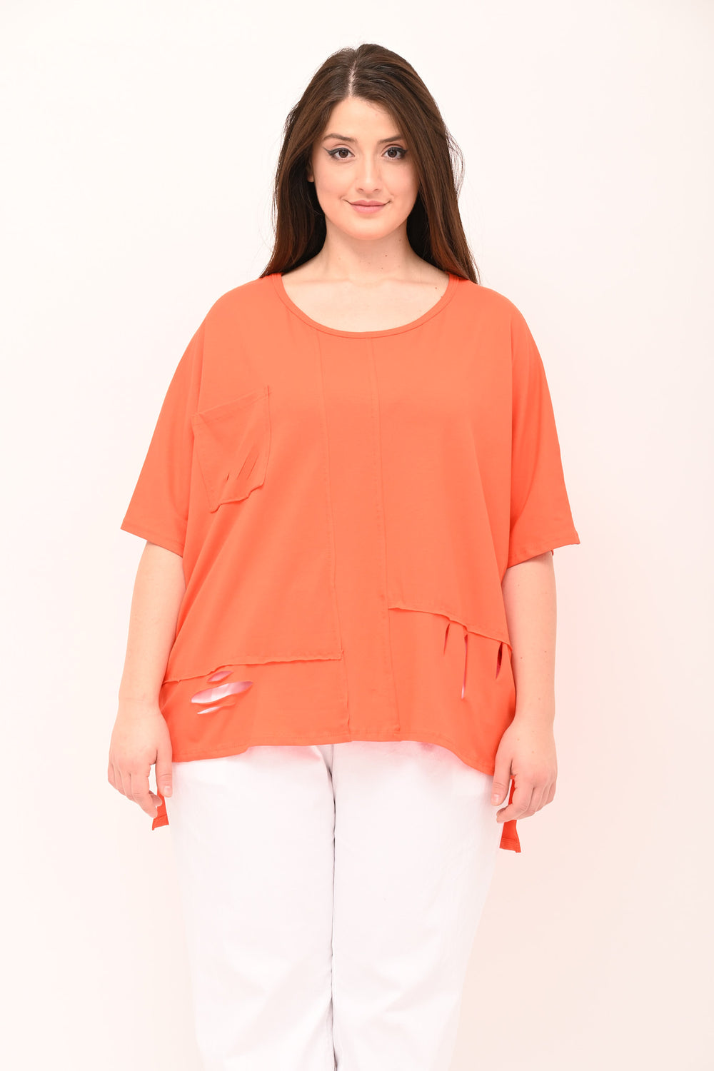 T-shirt over tagli - Arancione
