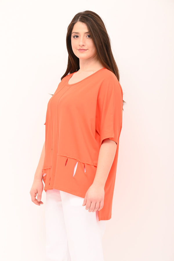 T-shirt over tagli - Arancione
