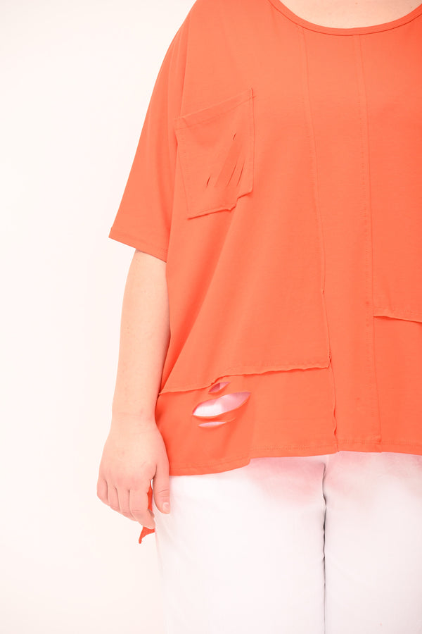T-shirt over tagli - Arancione