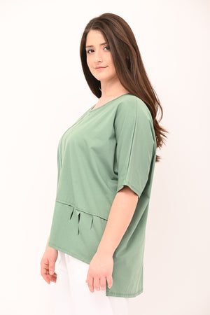T-shirt over tagli - Verde salvia
