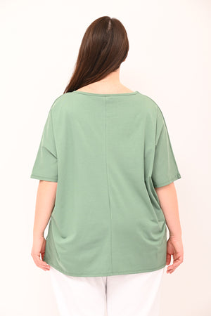 T-shirt over tagli - Verde salvia