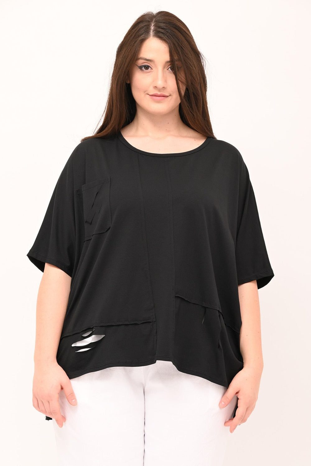 T-shirt over tagli - Nero