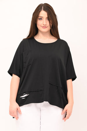 T-shirt over tagli - Nero