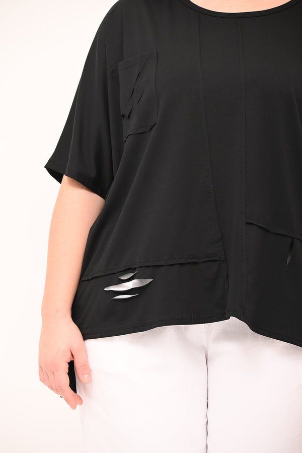 T-shirt over tagli - Nero