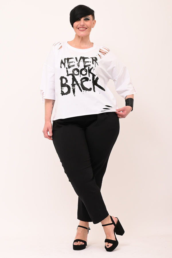 T-shirt tagli scritte - Bianco