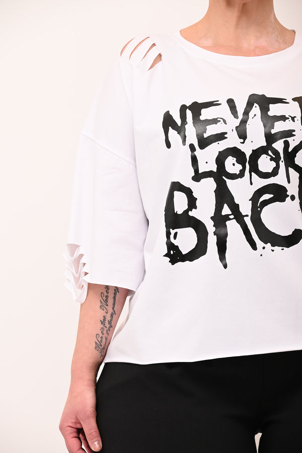 T-shirt tagli scritte - Bianco