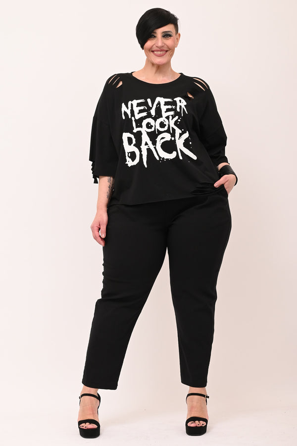 T-shirt tagli scritte - Nero