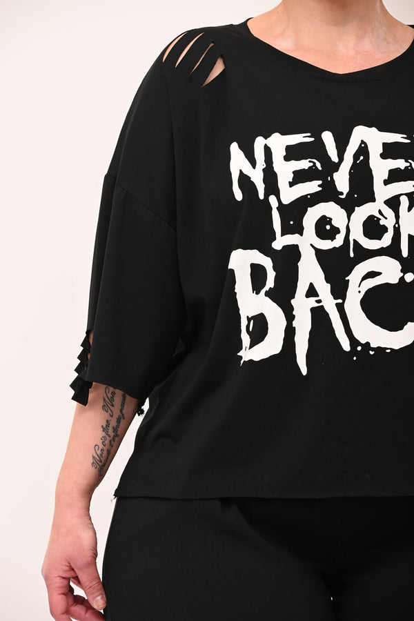 T-shirt tagli scritte - Nero
