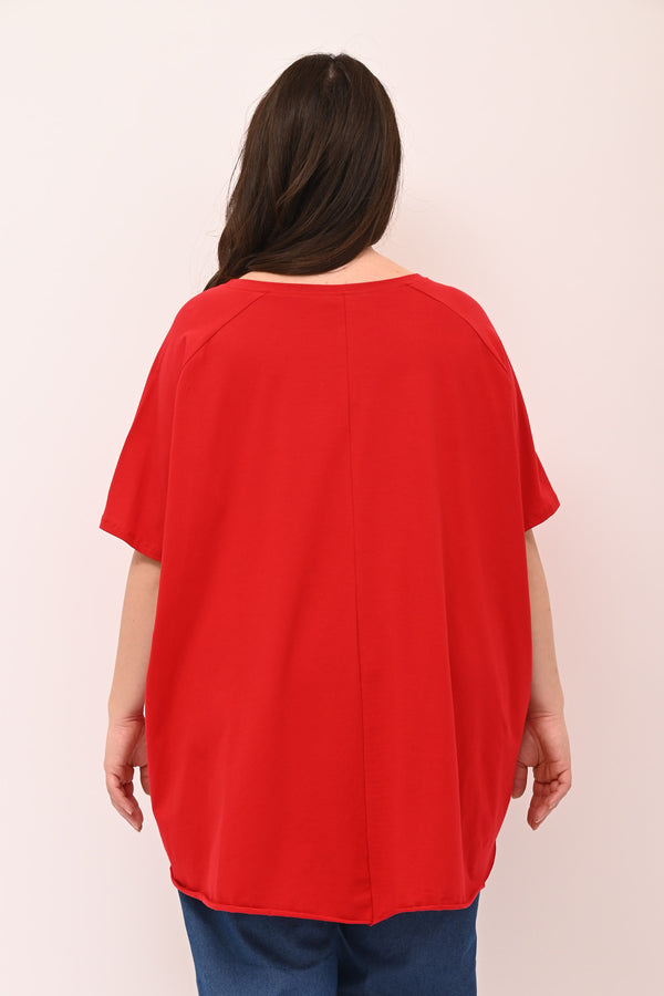 T-shirt svasata orlo vivo - Rosso