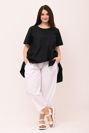 Blusa cotone asimmetrica - Nero
