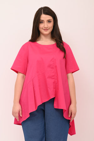 Blusa cotone asimmetrica - Fuxia