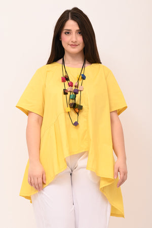 Blusa cotone asimmetrica - Giallo