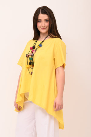 Blusa cotone asimmetrica - Giallo