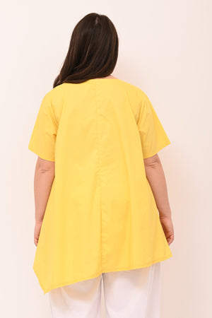 Blusa cotone asimmetrica - Giallo