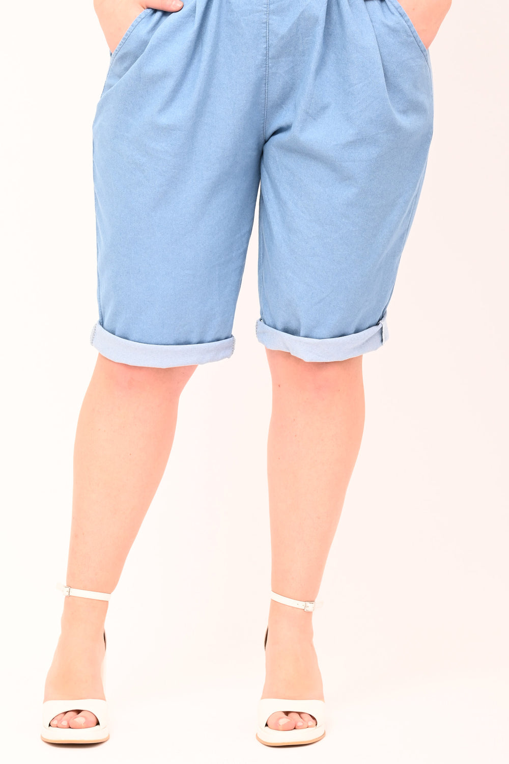 Bermuda jeans elasticizzato - Jeans chiaro