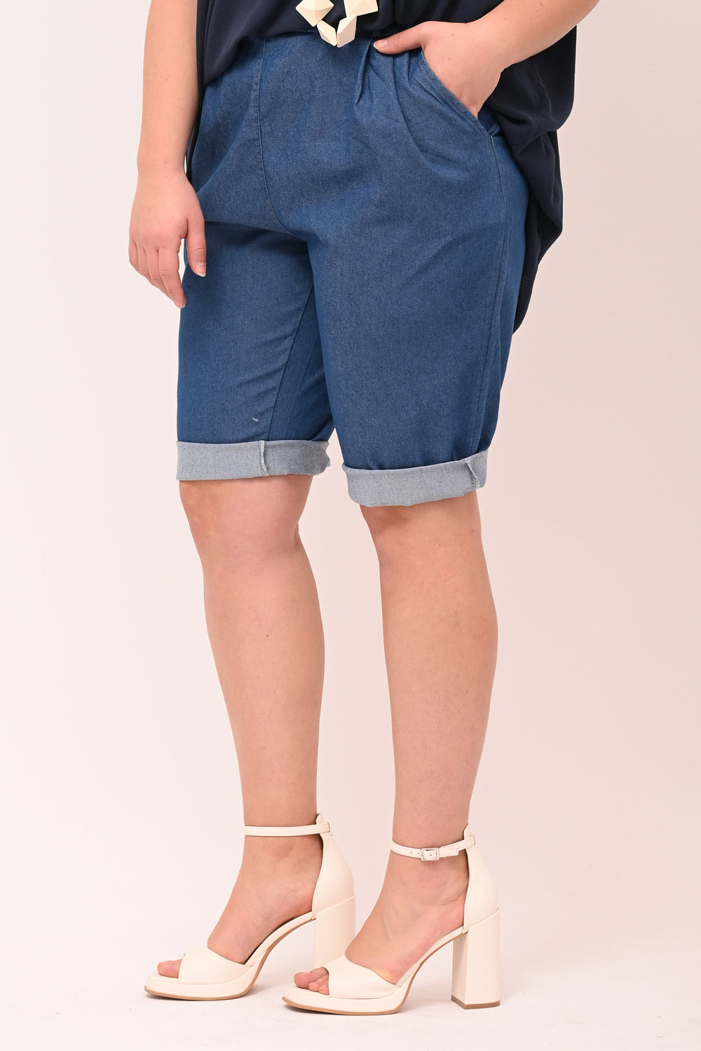 Bermuda jeans elasticizzato - Jeans scuro