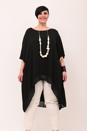 Maxi blusa asimmetrica bordo - Nero