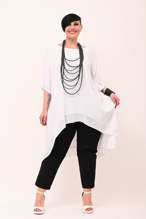 Maxi blusa asimmetrica bordo - Bianco