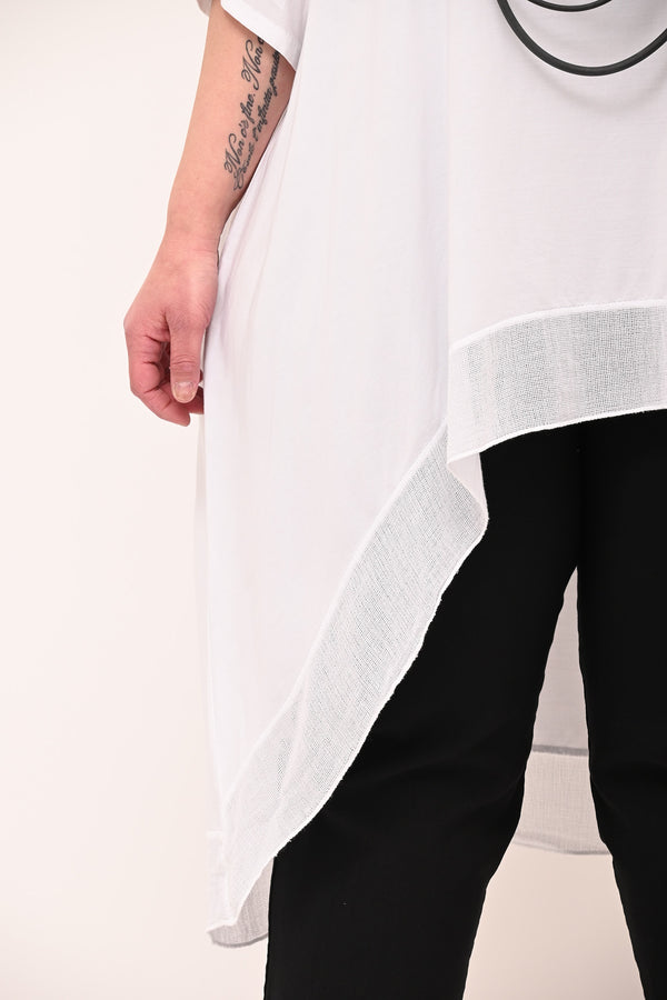 Maxi blusa asimmetrica bordo - Bianco