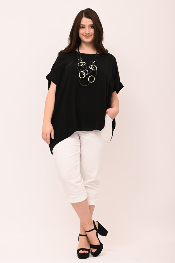 Blusa over viscosa - Nero