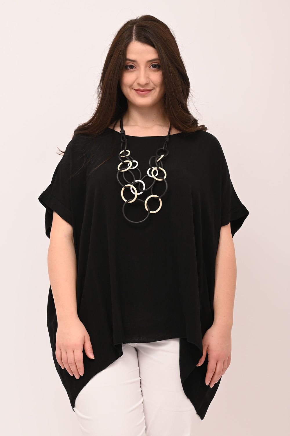Blusa over viscosa - Nero
