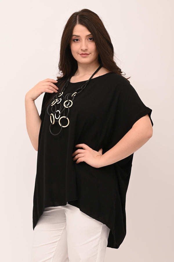 Blusa over viscosa - Nero