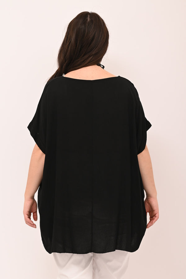 Blusa over viscosa - Nero