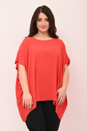 Blusa over viscosa - Rosso