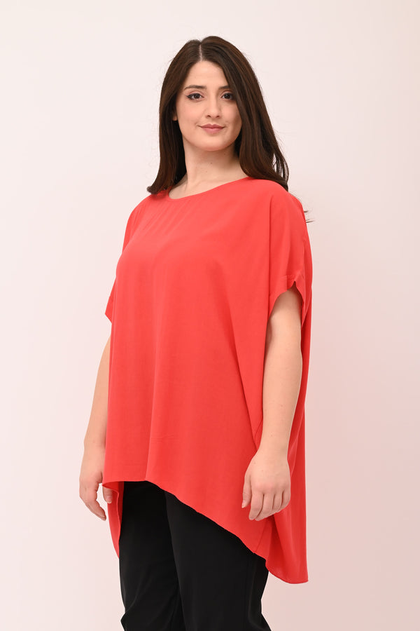 Blusa over viscosa - Rosso