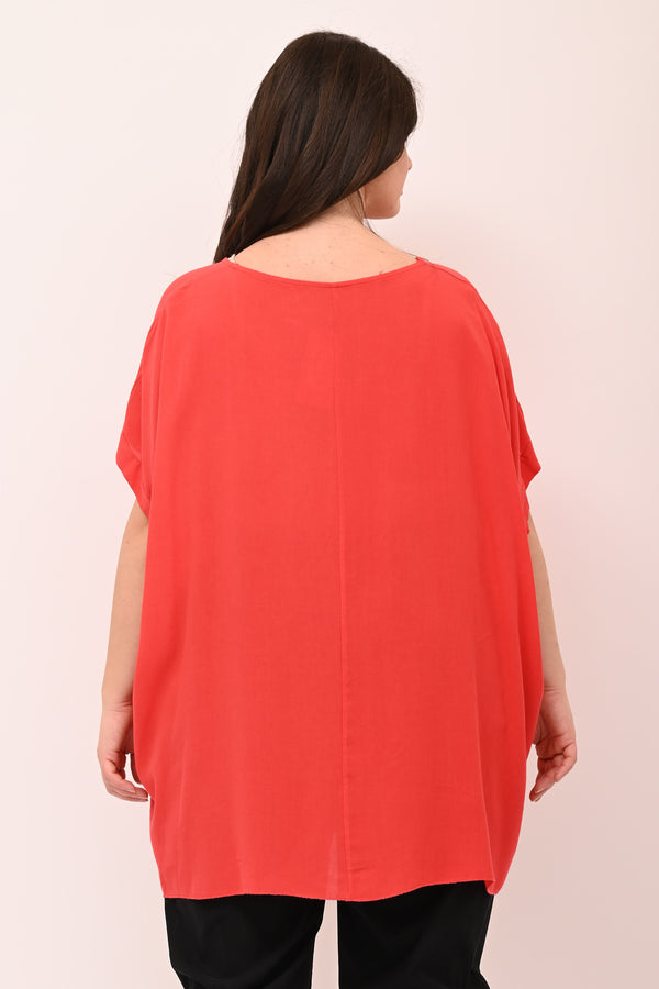Blusa over viscosa - Rosso