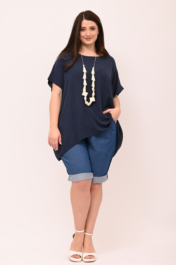 Blusa over viscosa - Blu