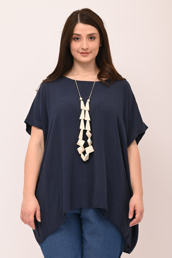 Blusa over viscosa - Blu