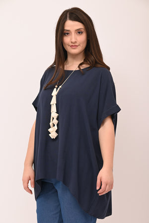 Blusa over viscosa - Blu